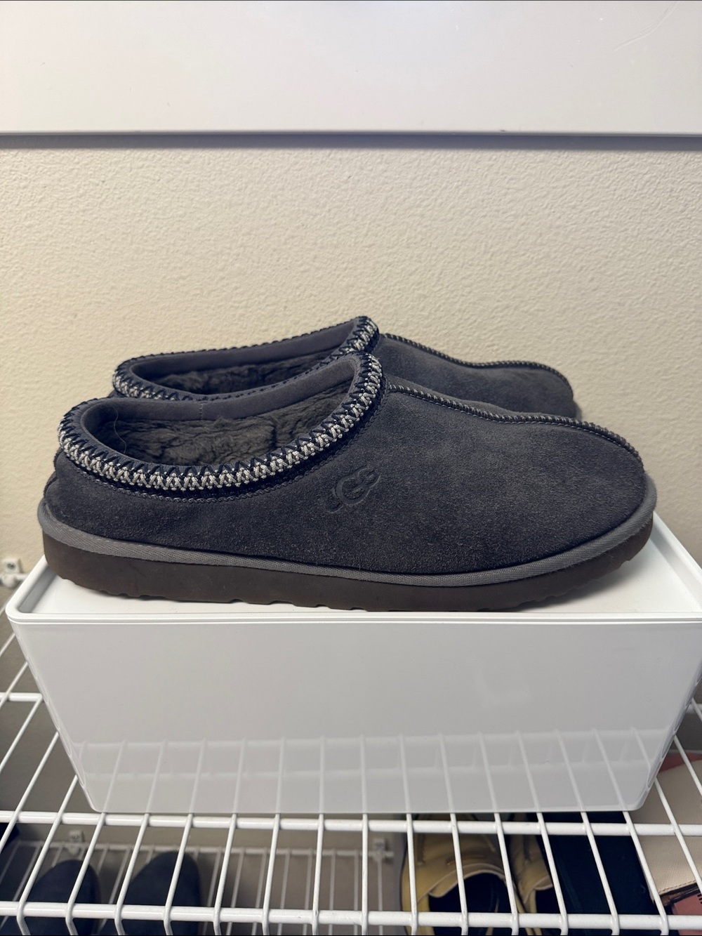 UGG Men Tasman Charcoal Gray Suede Cozy Slip-On Clog Sz 12